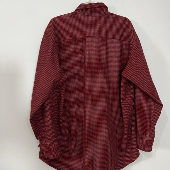 VTG Woolrich Mens Shirt Red Black Micro Plaid Wool Large Shirt Button Flannel - Picture 2 of 10